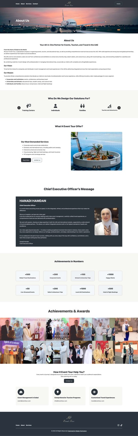 An image of H Event Tour Website- About page- EN