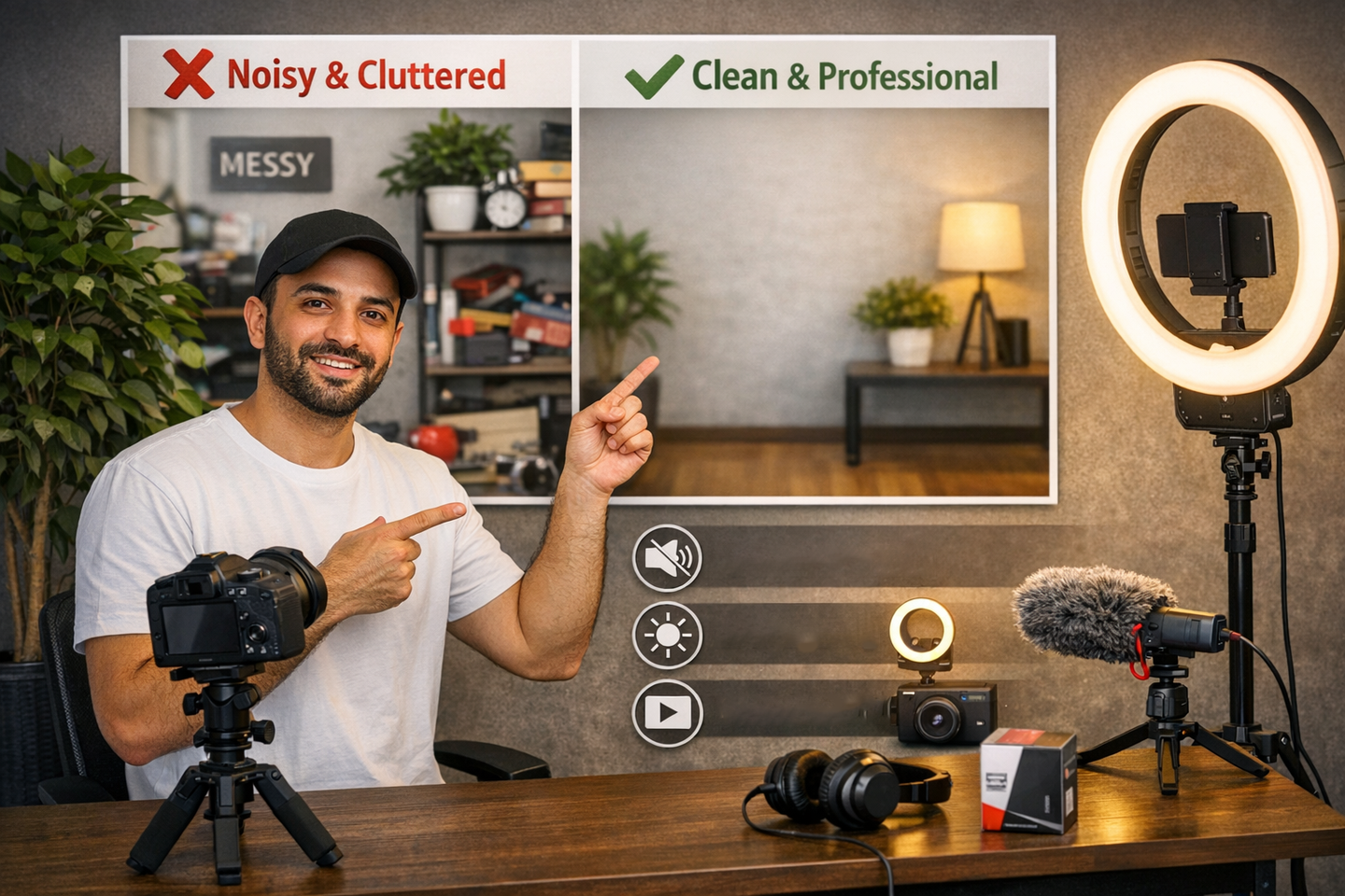 تجهيز مكان تصوير فيديوهات UGC 